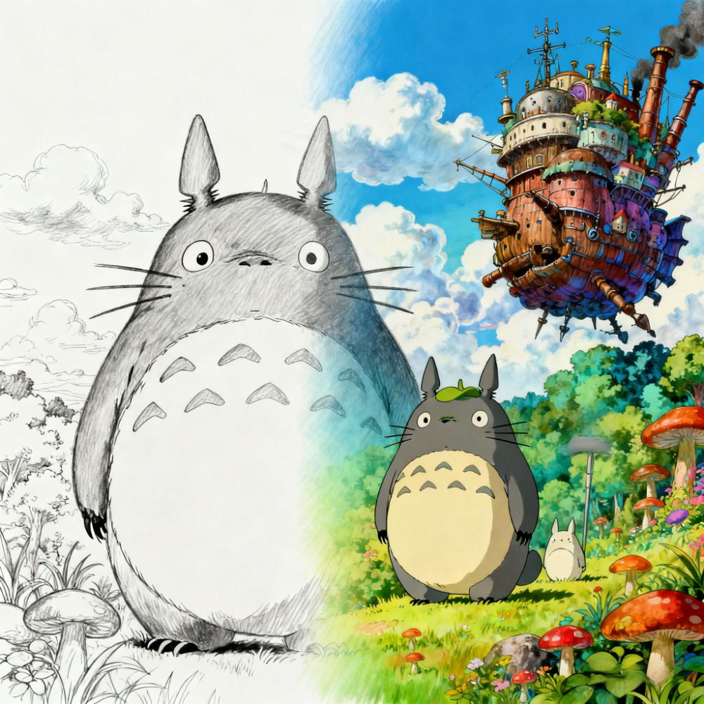 Ghibli's Artistic Magic: Style Transformation Codes from Pencil Lines to Fantasy Worlds